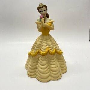 Vintage Disney Beauty & The Beast Belle Plastic Coin Bank Yellow Princess